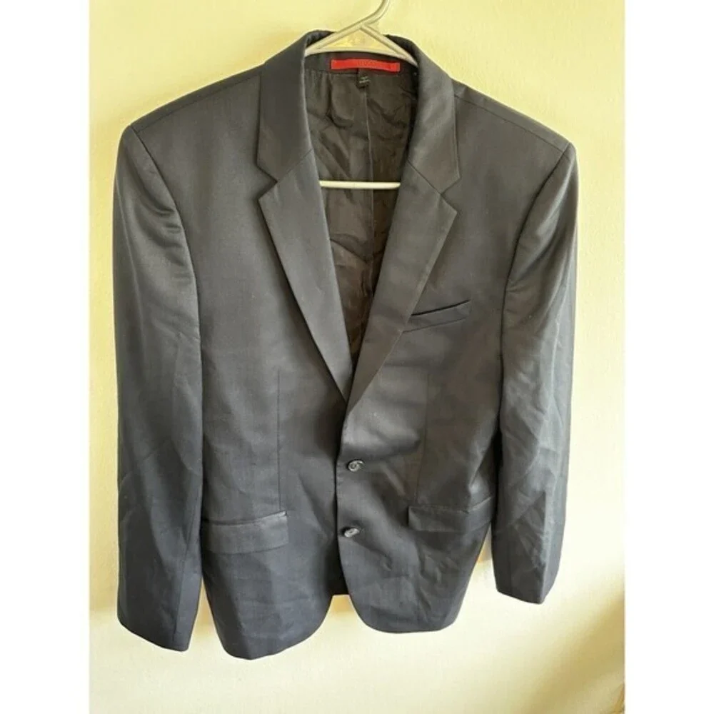 Hugo Boss Supernavy super130 Blazer Mens 38R Navy Blue‎ Lined Wool